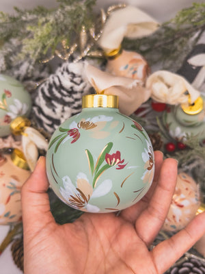 Green Hand painted ornaments