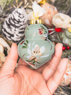 Green Hand painted ornaments
