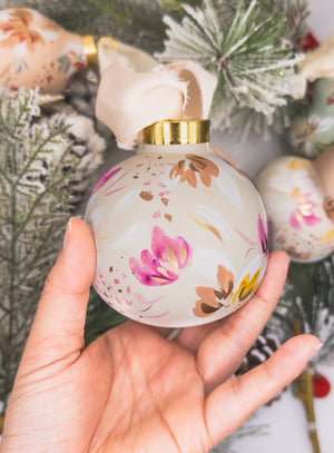 White Hand painted ornaments