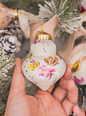 White Hand painted ornaments